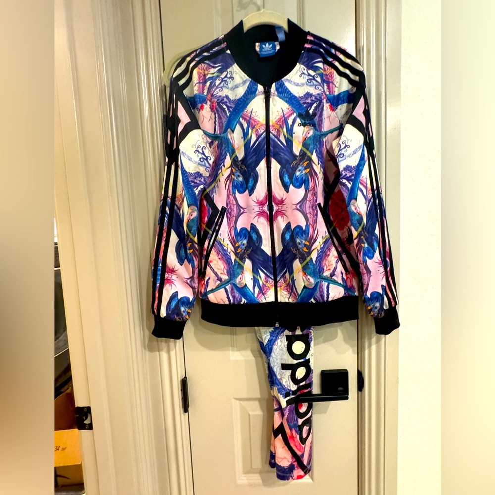 Adidas and Farm Rio Originals Florera Optic Bloom Track Jacket and leggings SM